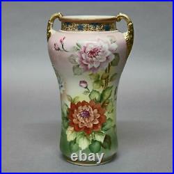12 Floral Decorated Vintage Antique Nippon Porcelain Handled Vase