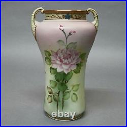 12 Floral Decorated Vintage Antique Nippon Porcelain Handled Vase