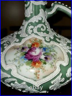 2 Vintage Japanese Nippon Moriage Vases