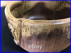 28 cm Washbasin Japanese Pottery Tsukubai WIth Shaku Tea Ceremony Tools Vintage