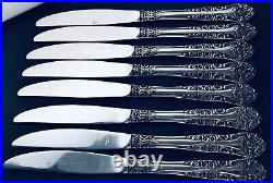 42 Pc Vtg Floral 8 Place Sets & Serving Spoons Hvy Duty Antiqued Stainless Japan