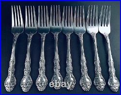 42 Pc Vtg Floral 8 Place Sets & Serving Spoons Hvy Duty Antiqued Stainless Japan