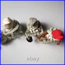 5 Vintage Pine Cone Christmas Elves and 1 Pine Cone Christmas Ornament Japan