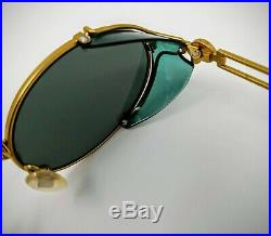 90's JPG Jean Paul Gaultier Sunglasses Matt Gold, Two Tone Green Caps/Lens