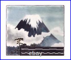 A Vintage Japanese Wireless Cloissone Plaque Of Mount Fuji