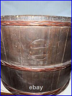 Antique Brazier Japan Fireplace Wood frame Old Copper Vintage D15inch 144oz