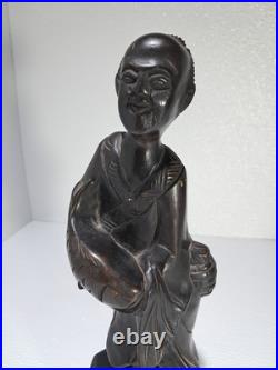 Antique Carving Chinese Fisherman Wood Intricate Beautiful 12 Inches