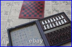 Antique Chess Set Vintage Stone Pieces Hand Carved Wood Elegant Board Gift Idea