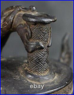 Antique Japan Buddhist bronze bell 1800 fine lost wax craft Tegno