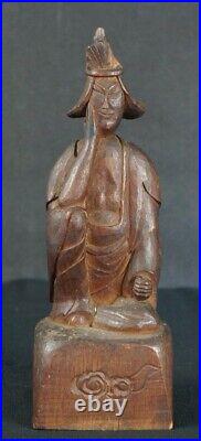 Antique Japan Buddhist deity sculpture 1800s Kibori Edo craft