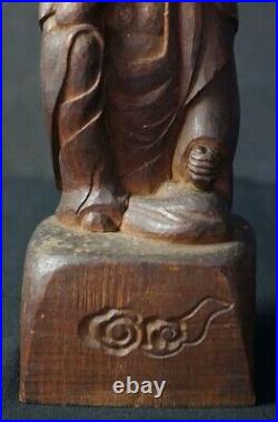 Antique Japan Buddhist deity sculpture 1800s Kibori Edo craft