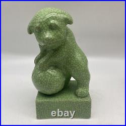 Antique Japan Crackle Glaze Celadon Dog Figure 1920