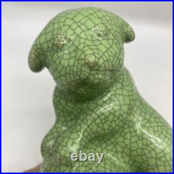 Antique Japan Crackle Glaze Celadon Dog Figure 1920