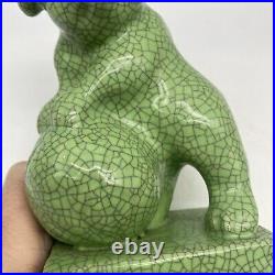 Antique Japan Crackle Glaze Celadon Dog Figure 1920