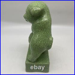 Antique Japan Crackle Glaze Celadon Dog Figure 1920