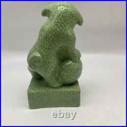 Antique Japan Crackle Glaze Celadon Dog Figure 1920