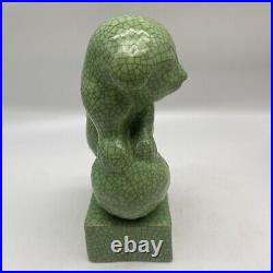 Antique Japan Crackle Glaze Celadon Dog Figure 1920