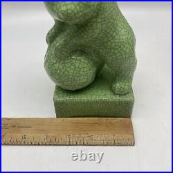 Antique Japan Crackle Glaze Celadon Dog Figure 1920