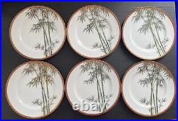 Antique Japan Kutani Eggshell Porcelain Hand Painted Bamboo Set of 6 Signed