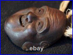 Antique Japan Netsuke Bizen ceramic 1890s Japanese Noh mask