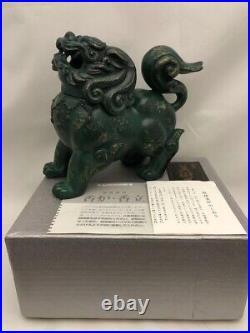 Antique Japan bronze Koro Shishi lion 15.5×18.5cm Very Good