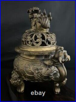 Antique Japan bronze Koro Shishi lion 23cm Very Good Condition