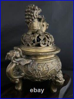 Antique Japan bronze Koro Shishi lion 23cm Very Good Condition