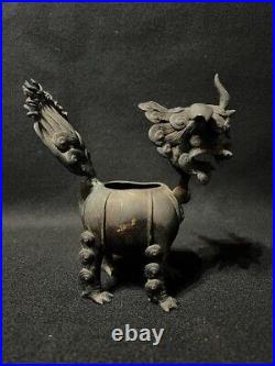 Antique Japan bronze Koro chinese karajishi lion sculpture 1800s incense burner