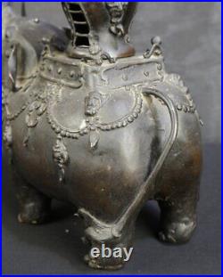 Antique Japan bronze censer Koro elephant sculpture 1800s lost wax art