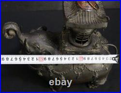 Antique Japan bronze censer Koro elephant sculpture 1800s lost wax art