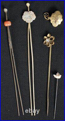 Antique Japan hair pin accessory 1850s Geisha art craft