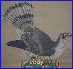 Antique Japan master falconry painting Taka 1750s Edo Takagari art