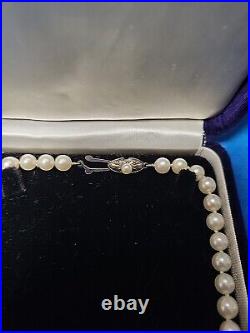 Antique Japanese Akoya 15 White Pearl Necklace