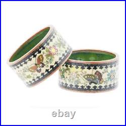 Antique Japanese Cloisonne Butterfly Napkin Rings