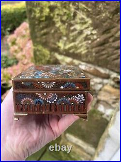 Antique Japanese Cloisonné Enamel Box Meiji 19th Century Fine Quality