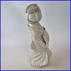 Antique Japanese Crackle Glazed Figure Of A Lady Repaired 36cm High