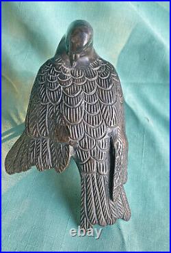 Antique Japanese Meiji Bronze Doves PAIR Fine Vintage Japan Metalwork Old Asian