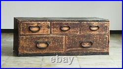 Antique Japanese TANSU Chest Wood 5 Drawers Vintage