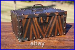 Antique Japanned Finish Copper Flash Lock Box Personal Safe strong box Vintage