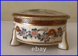Antique Kutani Meiji (1868-1912) Ceramic Box - 3.5 x 2