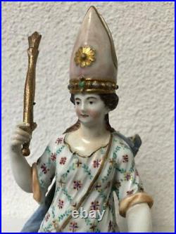 Antique Meissen Sculpture First Female Pope Johanna Porcelain Royal Hat 18th