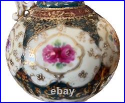 Antique Nippon Morimura Floral & Jewels Plate with Gold Gilt Ewer