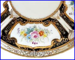 Antique Nippon Morimura Floral & Jewels Plate with Gold Gilt Ewer