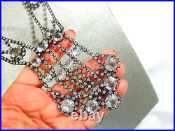 Antique Vintage Art Deco Open Back Crystal Japanned Sautior Bib Necklace