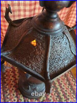 Antique Vintage Japanese Bronze Pagoda Dragon Lamp