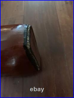 Antique Vintage Japanese First Grade Leather Lacquerware Hard Pillow