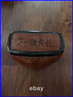Antique Vintage Japanese First Grade Leather Lacquerware Hard Pillow