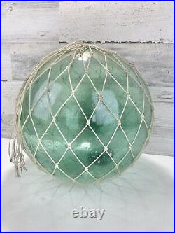 Antique Vintage Japanese Glass Fishing Float Large Blue Green