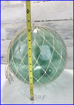 Antique Vintage Japanese Glass Fishing Float Large Blue Green