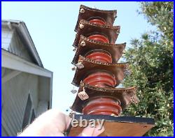 Antique Vintage Japanese Hand Carved Wood 5 Story Pagoda Statue
